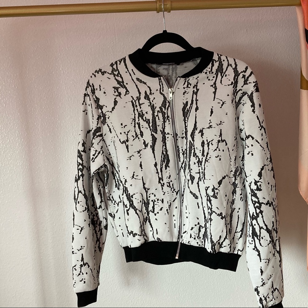 Missguided Black and White Bomber Jacket